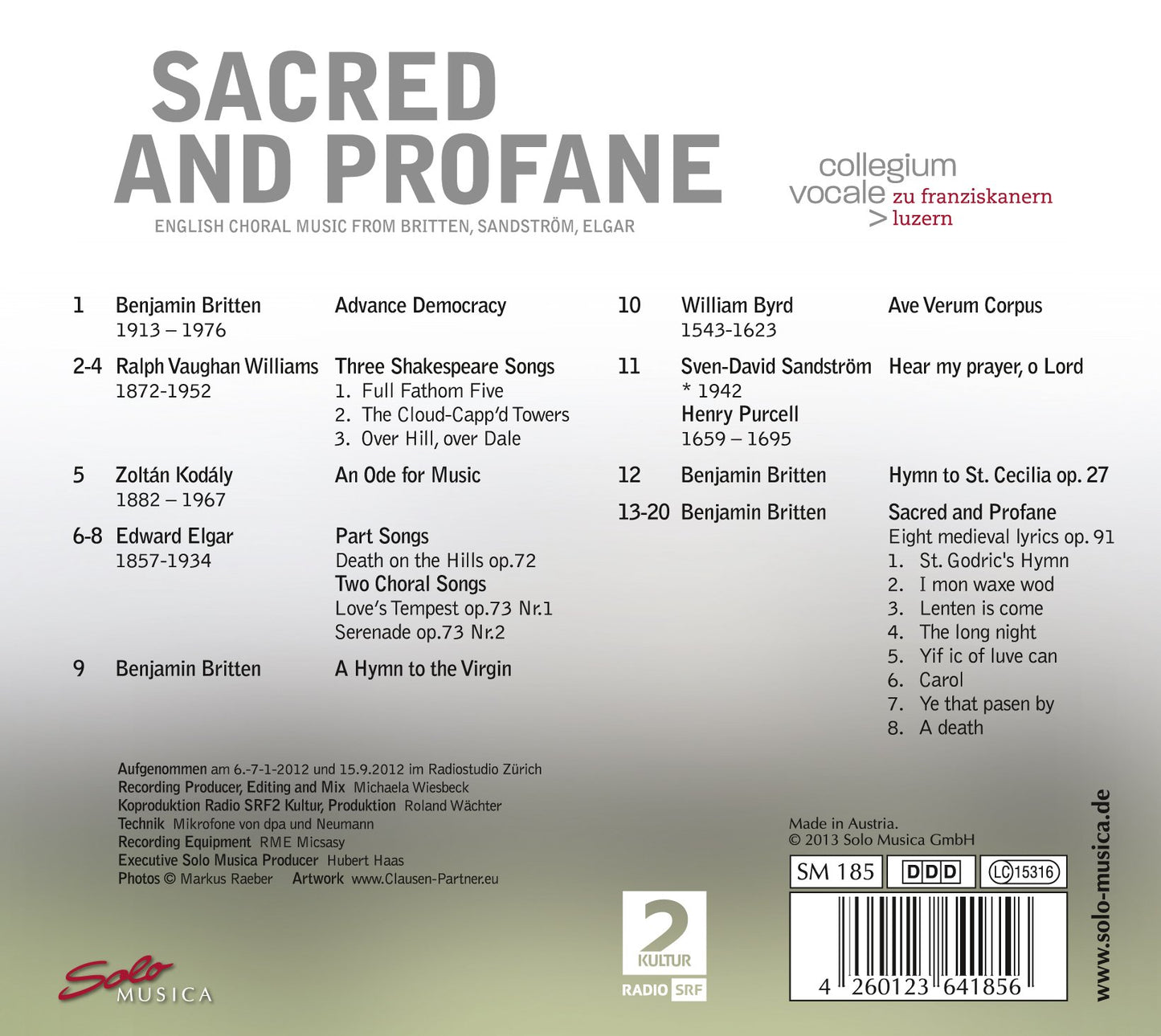 Sacred and Profane: English choral music from Britten, Sands