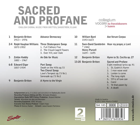 Sacred and Profane: English choral music from Britten, Sands