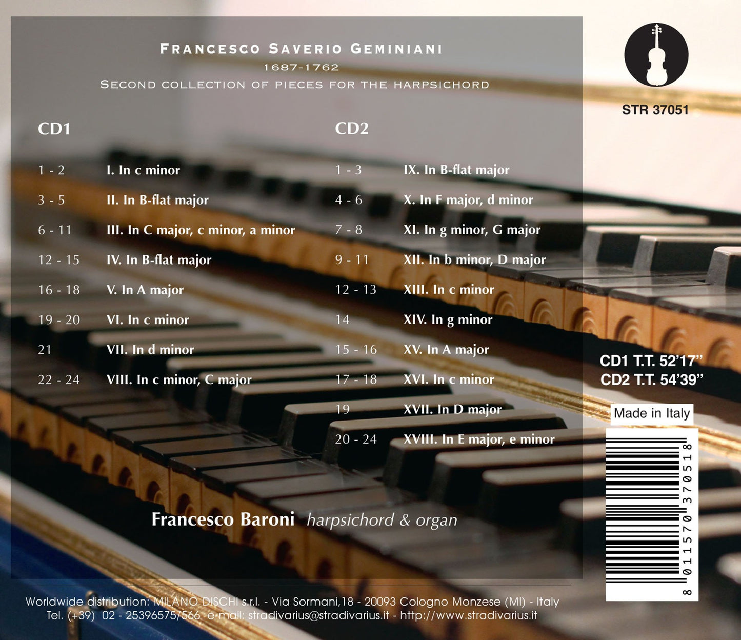 Geminiani: Second Collection of Pieces for the Harpsichord