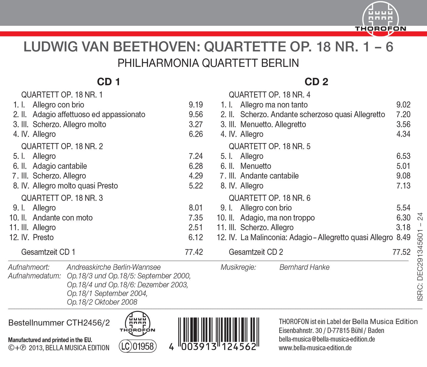 QUARTETTE OP. 18 NR. 1,6