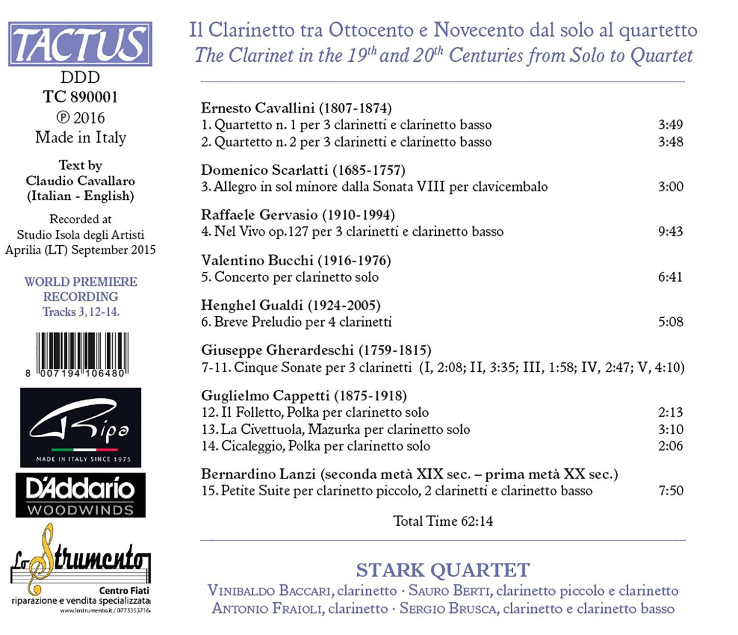 The Clarinet in the 19th & 20th Centuries from Solo to Quart