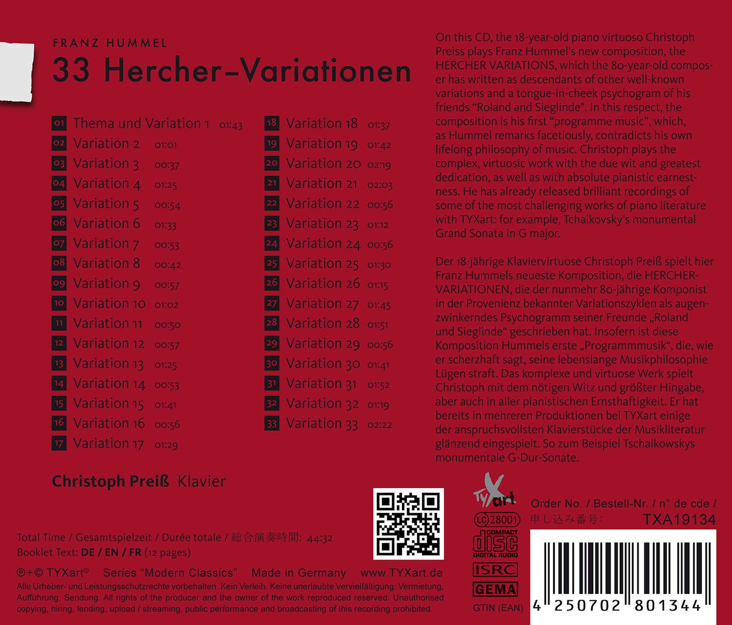 Franz Hummel: 33 Hercher Variations