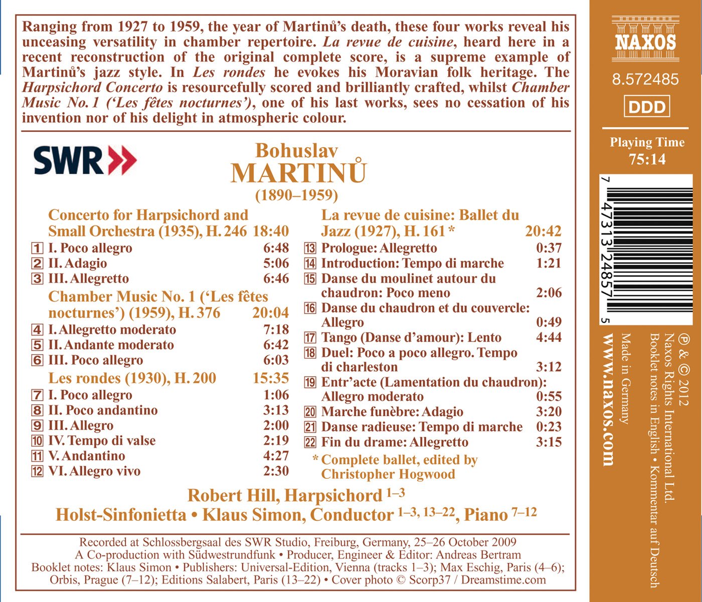 Martinu: La revue de cuisine - Harpsichord Concerto - Chambe