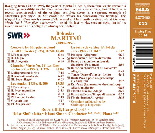 Martinu: La revue de cuisine - Harpsichord Concerto - Chambe