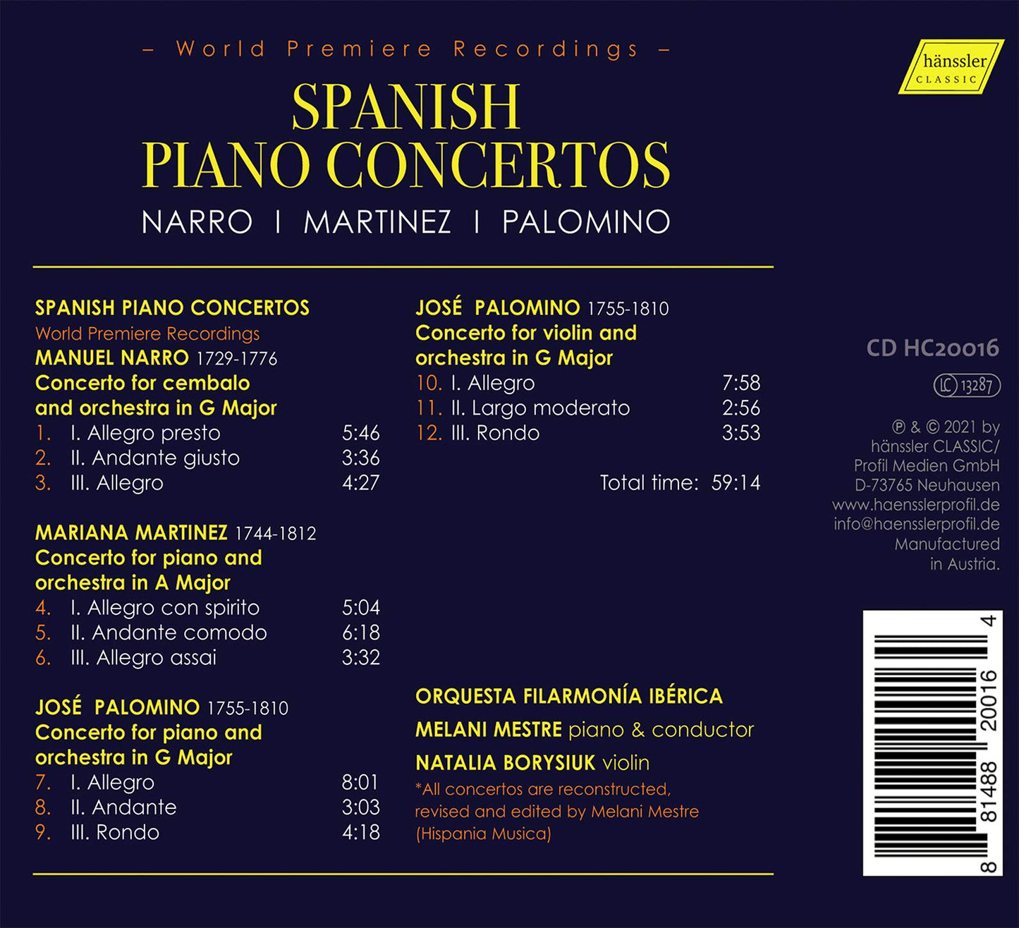 Spanish Piano Concertos - World Premiere Recordings
