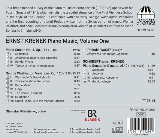 Krenek: Piano Music, Vol. 1