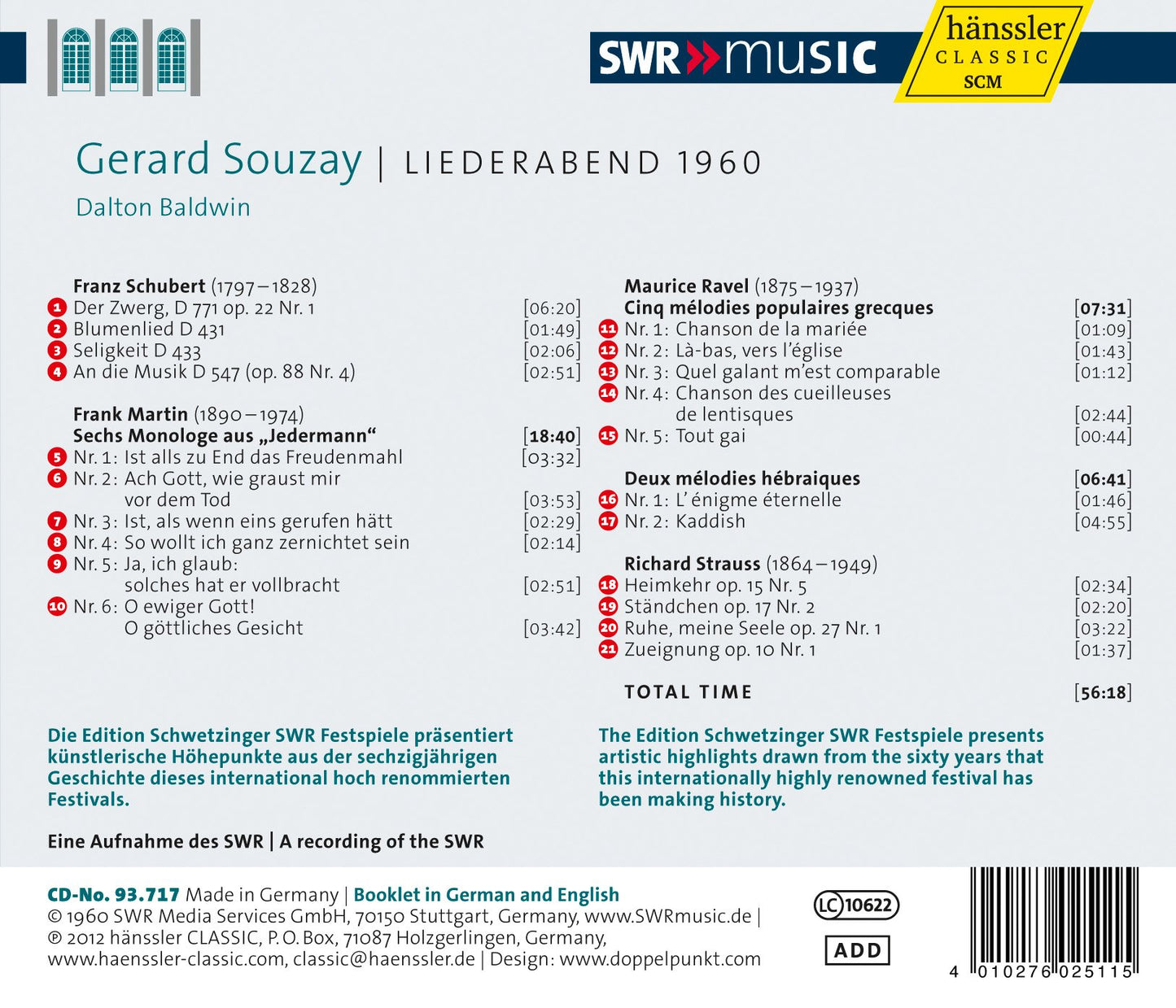 Souzay: Liederabend 1960