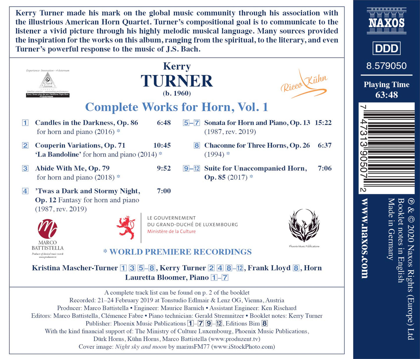 Turner: Complete Works for Horn, Vol. 1