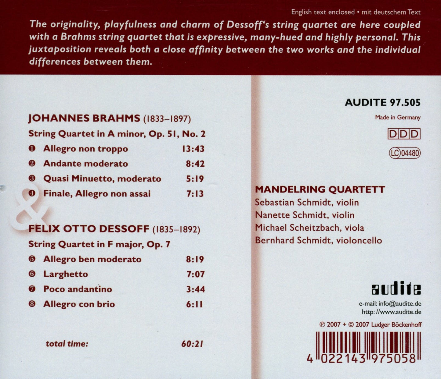 STRING QUARTET OP. 51, NO. 2