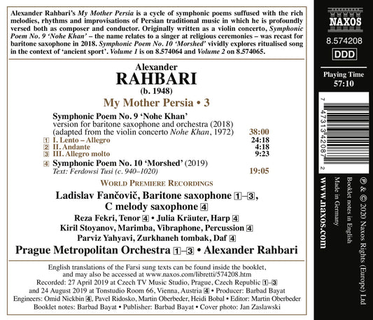 Rahbari: My Mother Persia, Vol. 3: Symphonic Poems Nos. 9-10