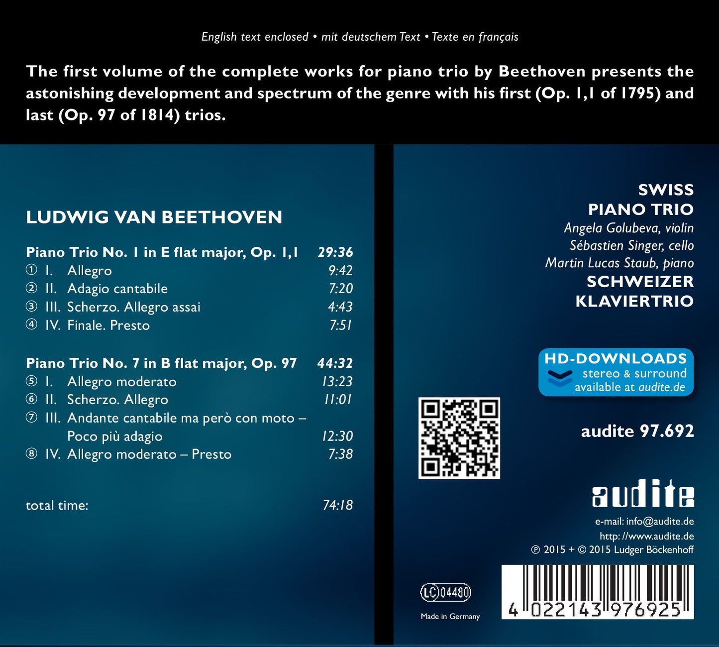 Beethoven: Complete Works for Piano Trio, Vol. 1
