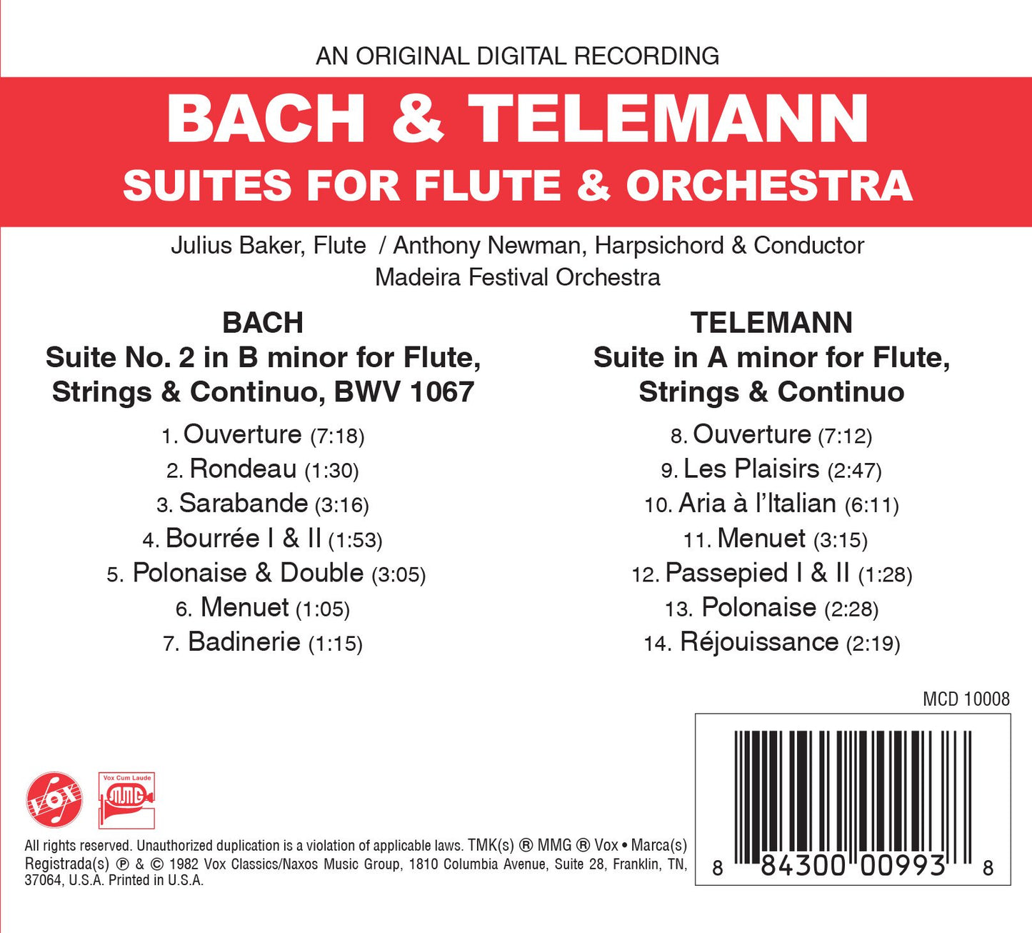 Bach & Telemann: Suites for Flute & Orchestra