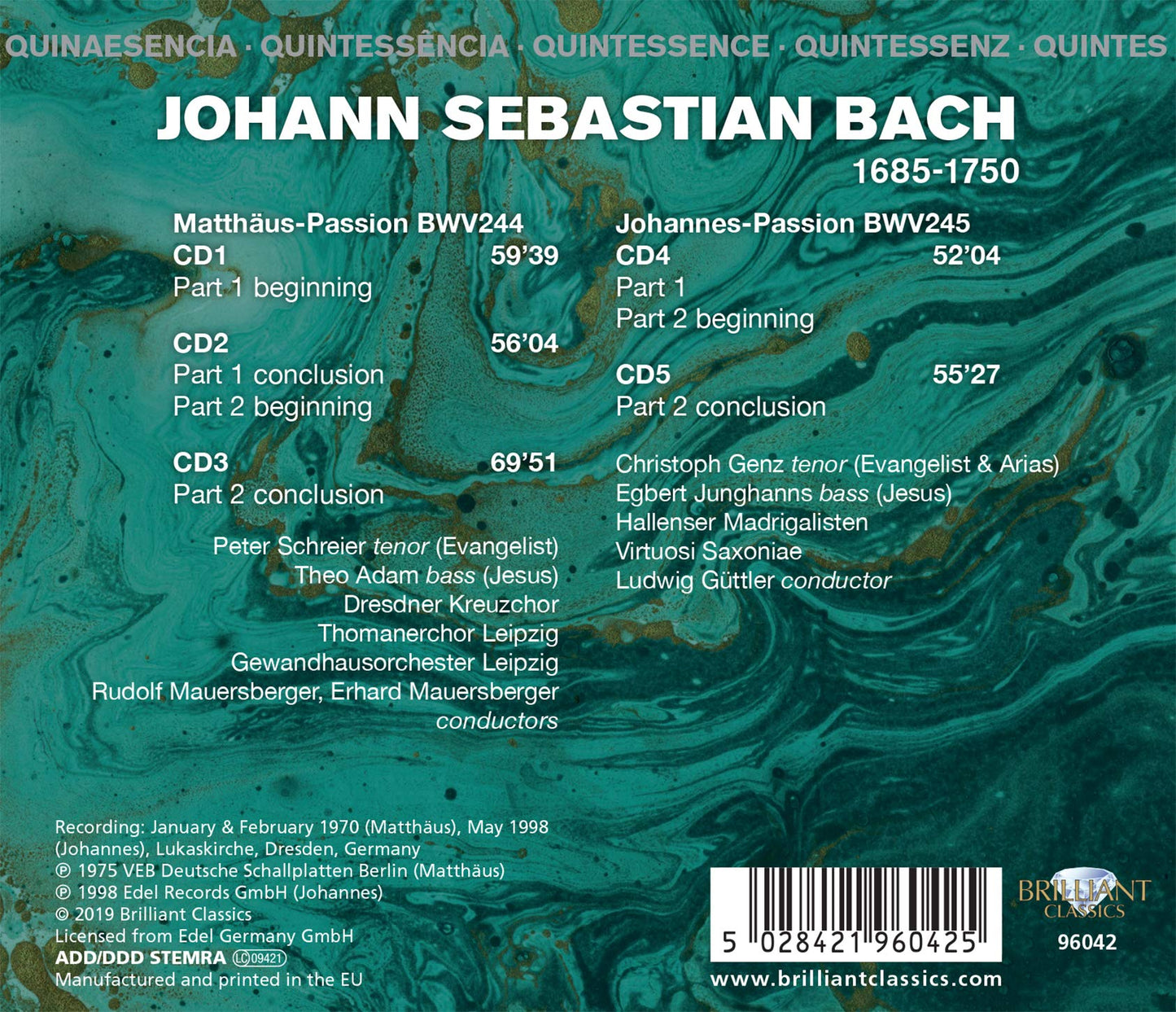 Bach: St. Matthew Passion, BWV 244 & St. John Passion, BWV 2
