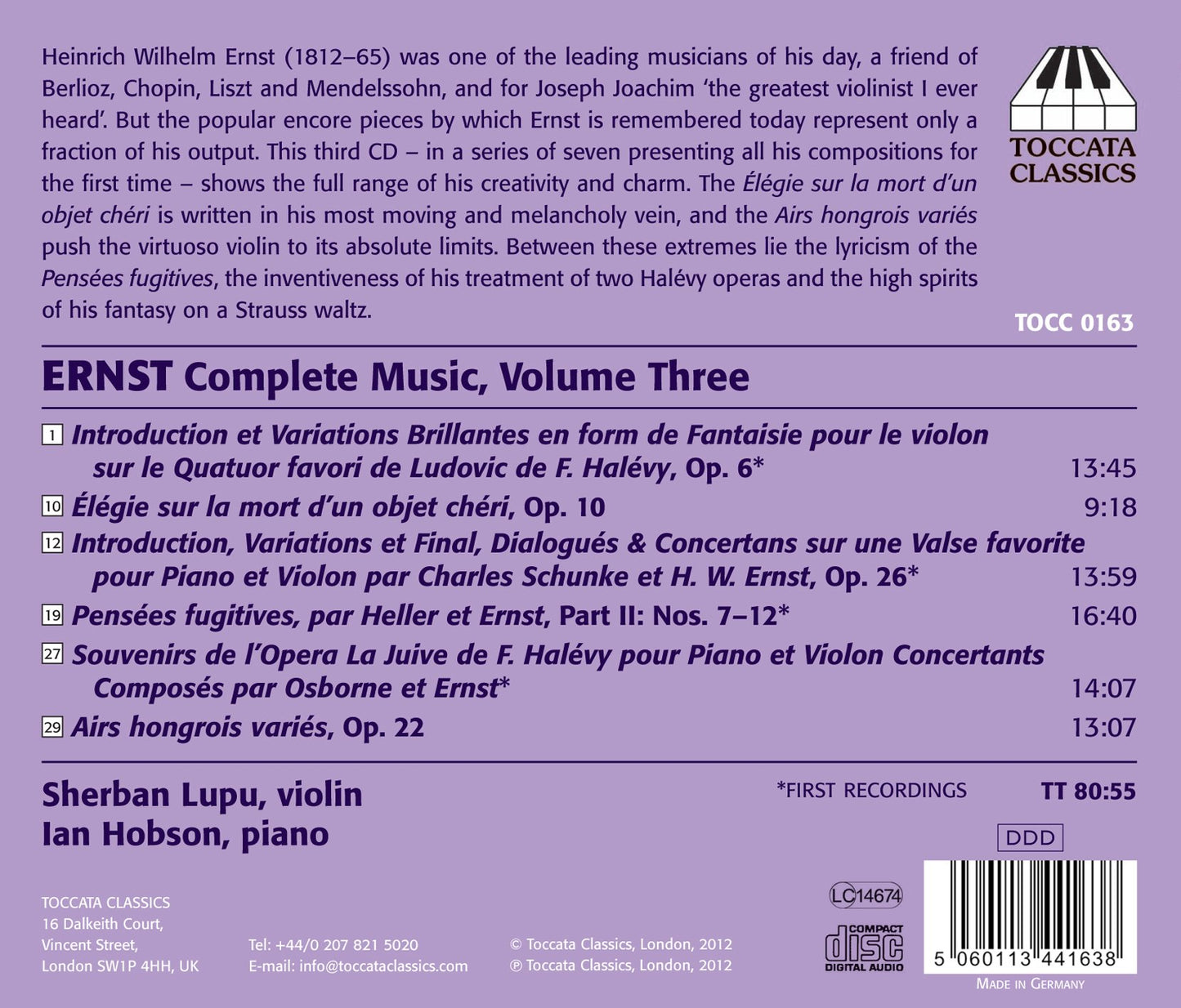 Ernst: Complete Violin Music, Vol. 3