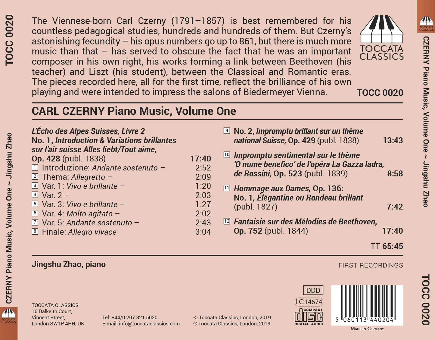 Czerny: Piano Music, Vol. 1