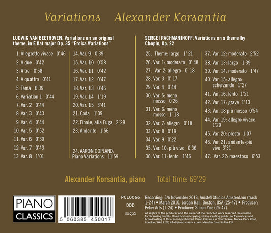 Variations: Beethoven, Rachmaninoff. Copland