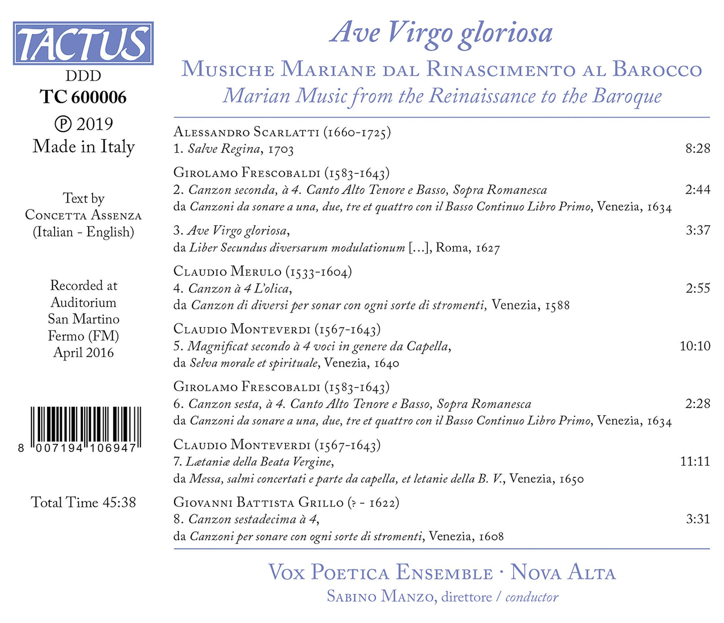 Ave Virgo gloriosa - Marian Music from the Renaissance to th