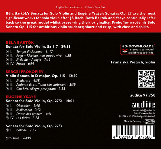 Bartók - Prokofiev - Ysaÿe: Works for Solo Violin