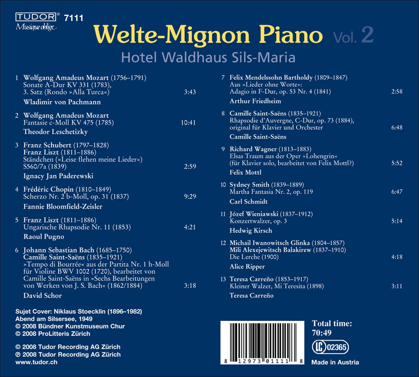 Piano Music – MOZART, W.A. / SCHUBERT, F. / CHOPIN, F. / LIS