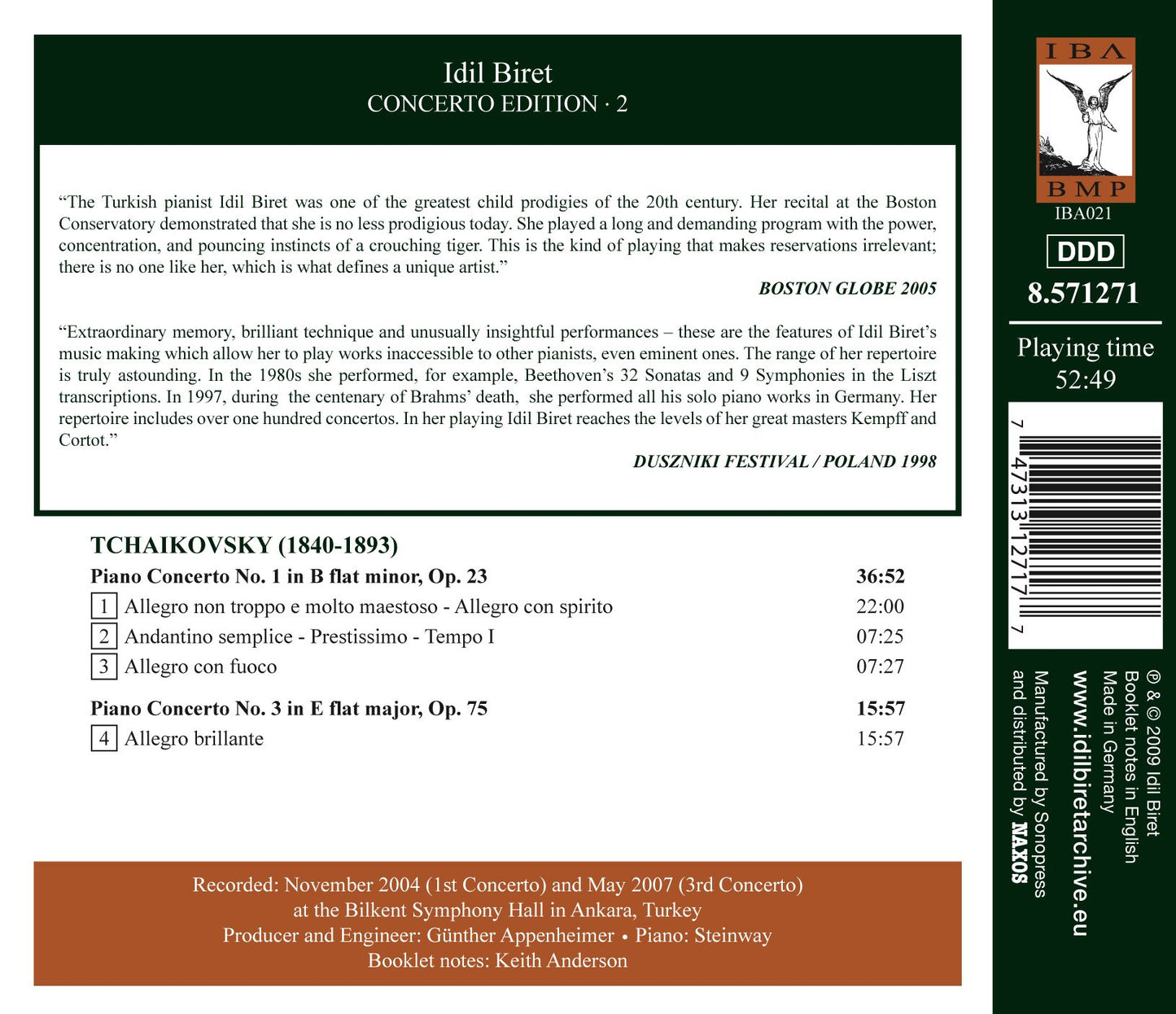 Tchaikovsky, P.I.: Piano Concertos Nos. 1 & 3 (Biret Concert