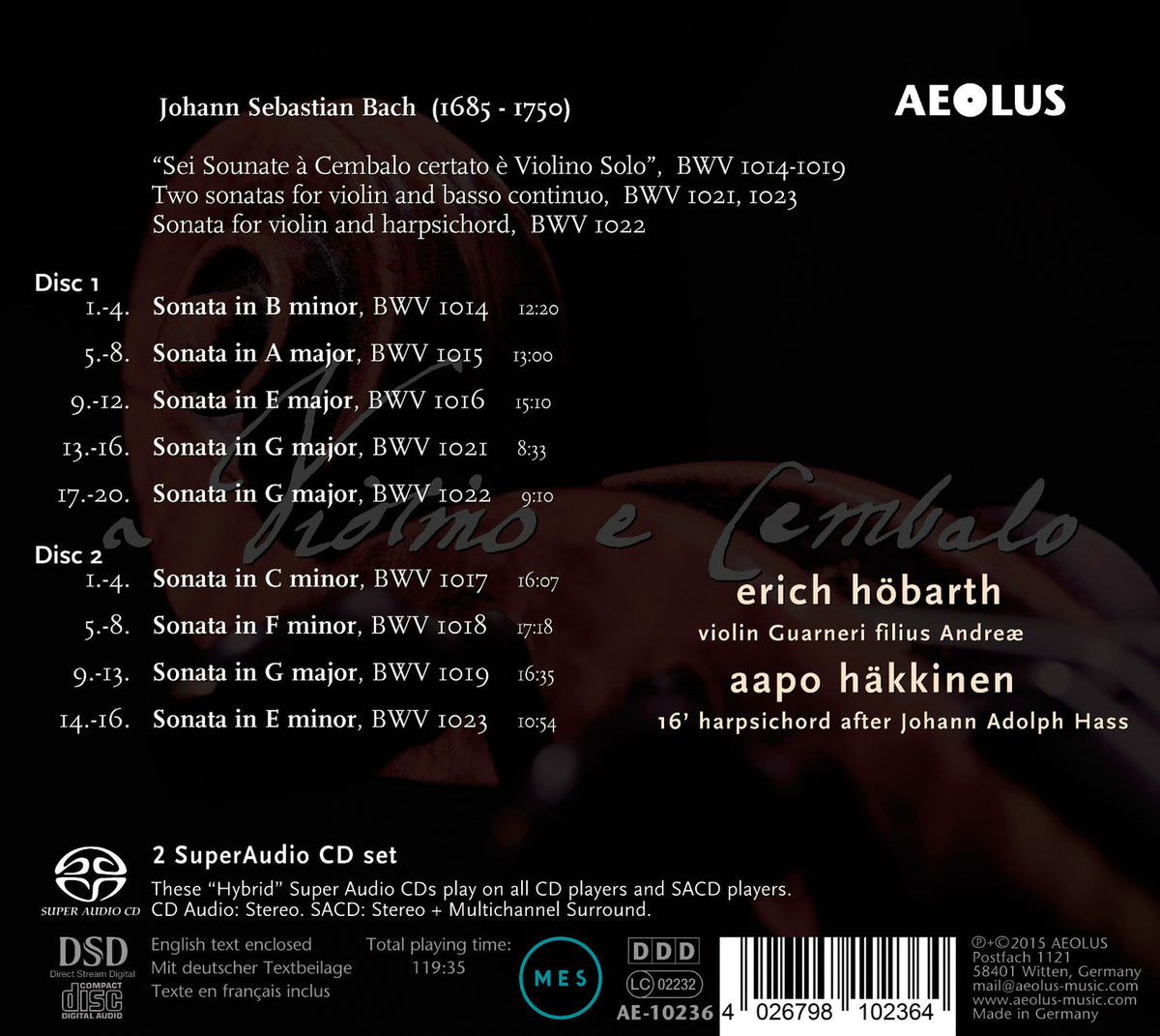 SONATAS VIOLIN & HARPSICHORD