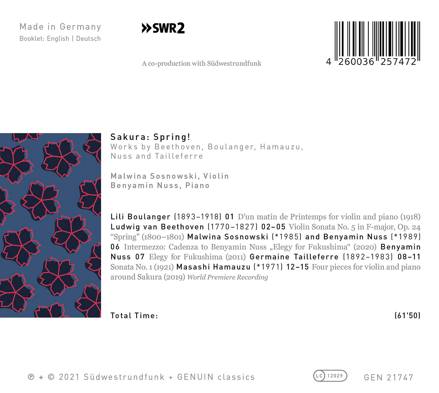 Sakura: Spring! Works by Beethoven, Boulanger, Hamauzu, Nuss