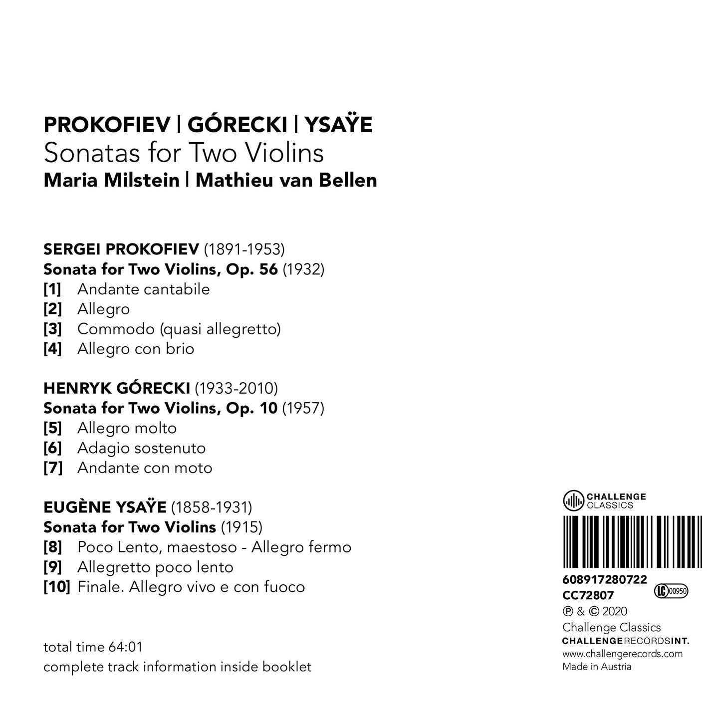 SONATAS FOR TWO VIOLINS