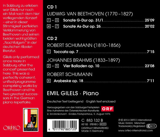 Beethoven, Schumann & Brahms: Piano Works (Live)