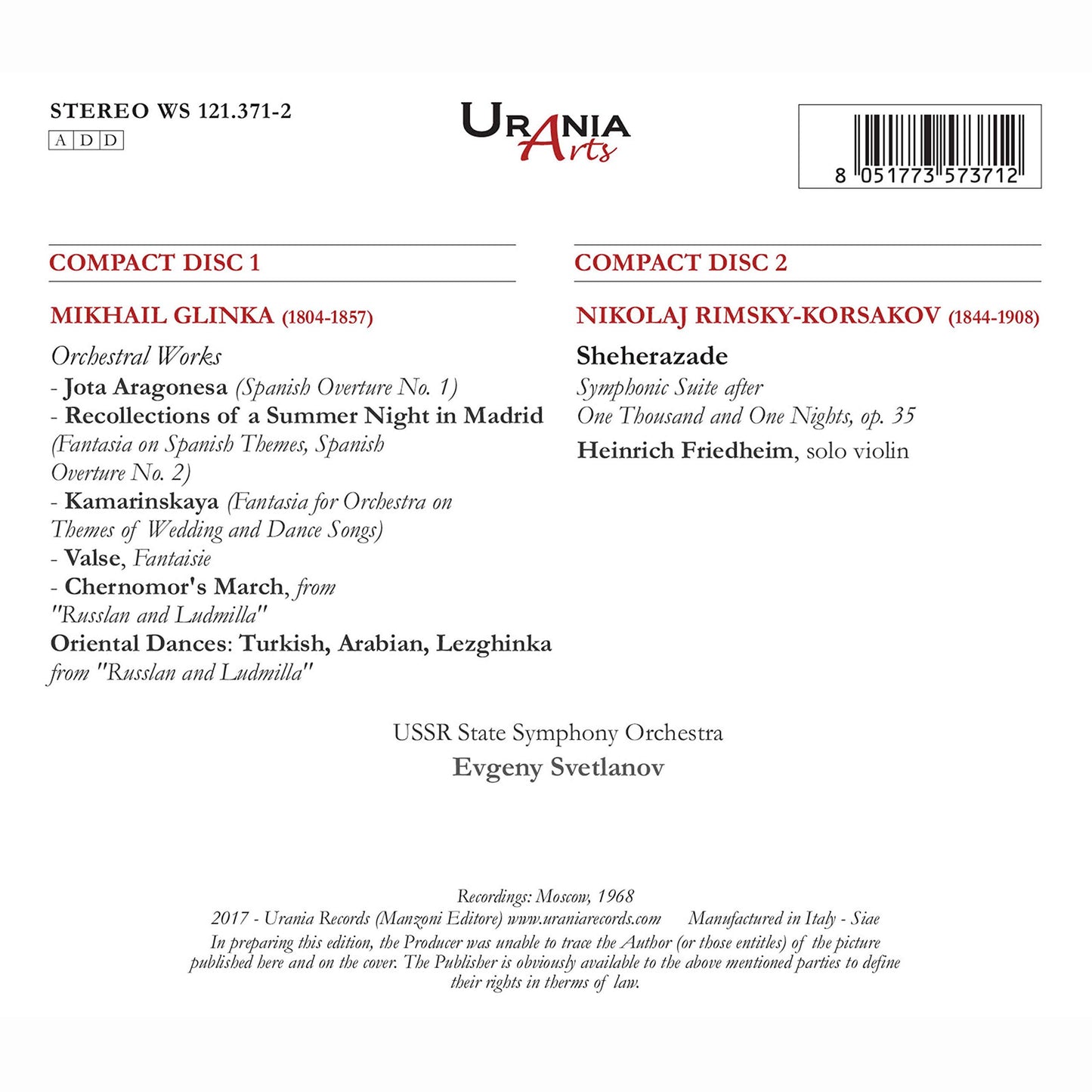 Glinka & Rimsky-Korsakov: Orchestral Works
