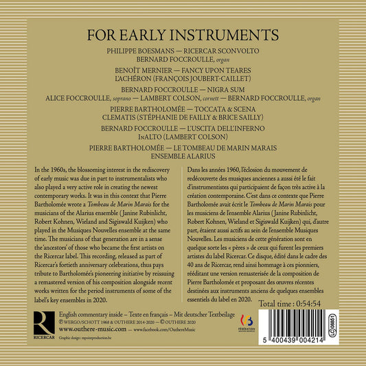 Boesmans, Bartholomée, Foccroulle & Mernier: For Early Instr