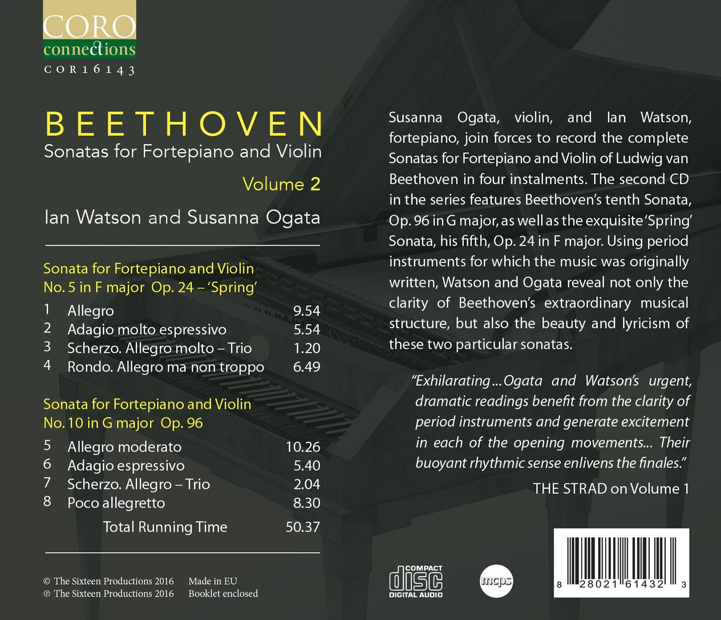 Beethoven: Sonatas for Fortepiano and Violin, Vol. 2