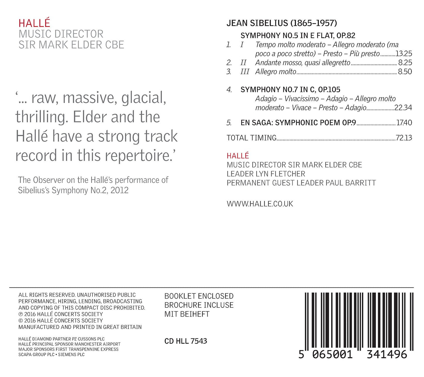 Sibelius: Symphonies Nos. 5 & 7 - En Saga