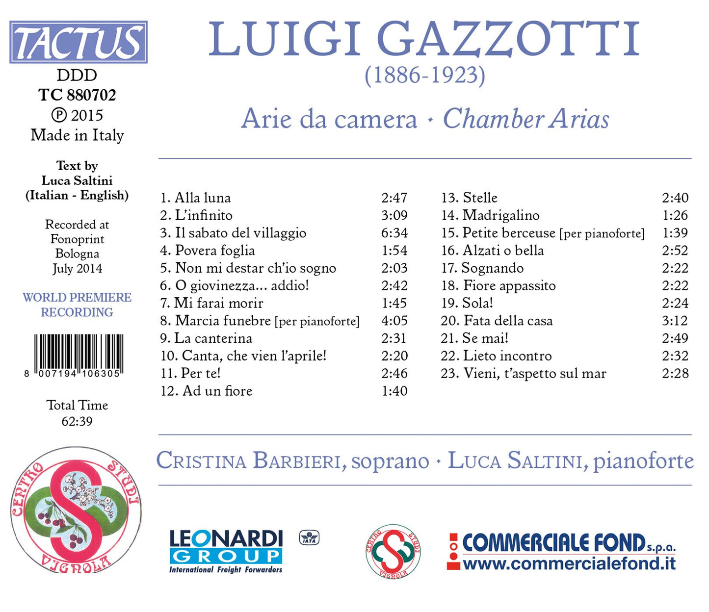 Gazzotti: Arie da camera