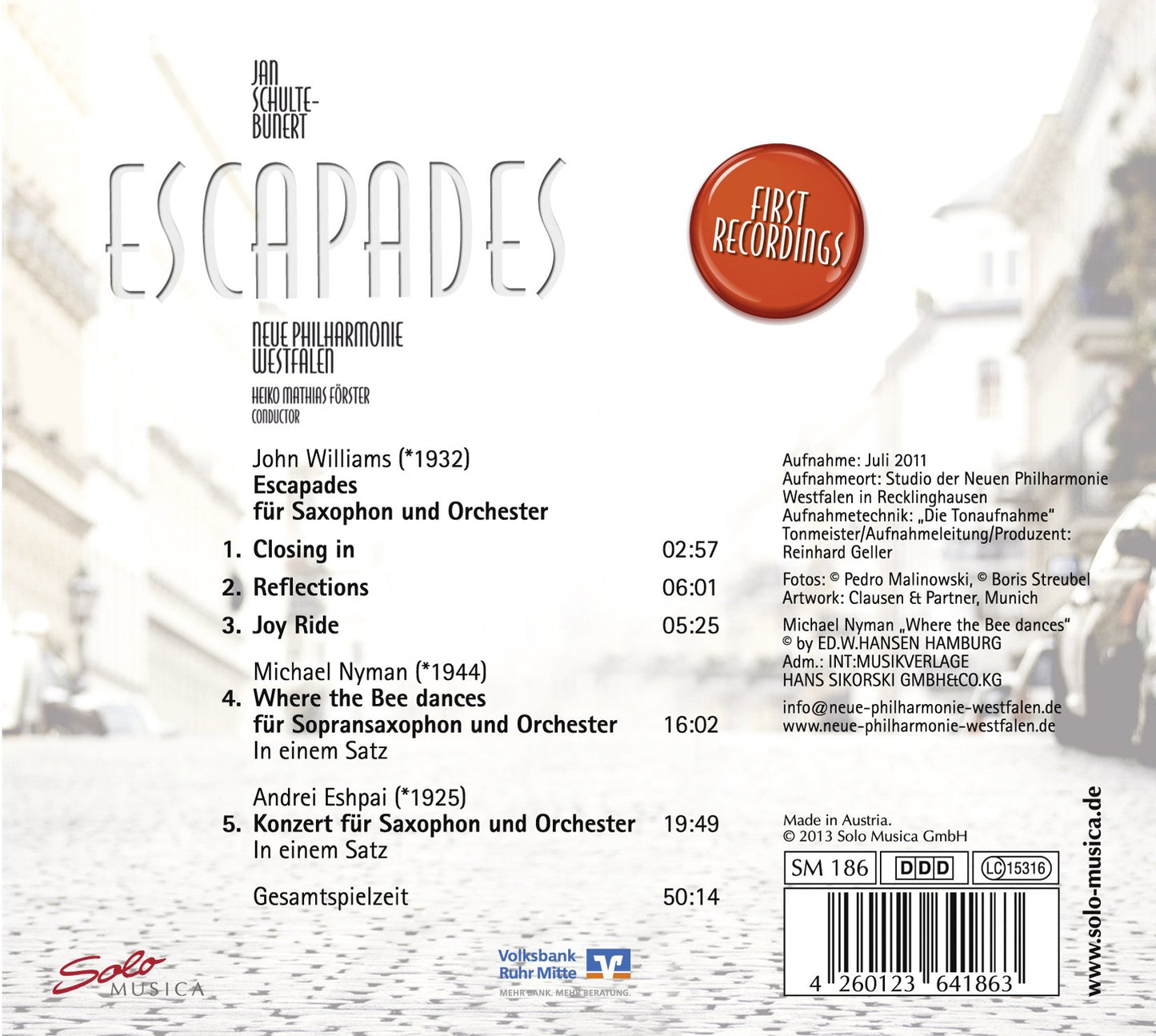 J. Williams: Escapades - Nyman: Where the Bee Dances - Eshpa