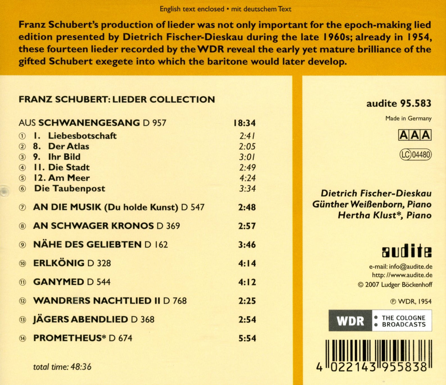 FISCHER-DIESKAU: LIEDER COLLEC