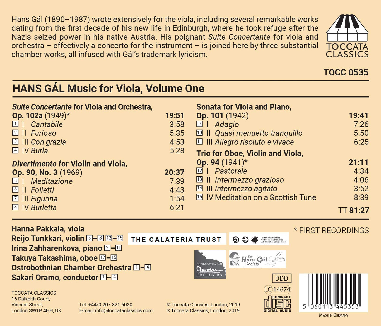 Gál: Music for Viola, Vol. 1