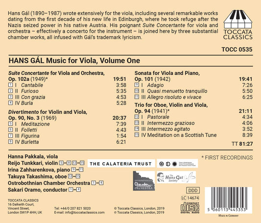 Gál: Music for Viola, Vol. 1