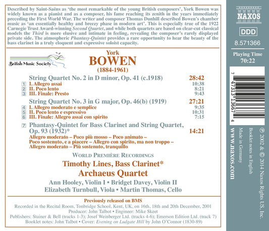Bowen: String Quartets & Phantasy Quintet