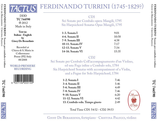 Turrini: 6 Keyboard Sonatas - 6 Violin Sonatas