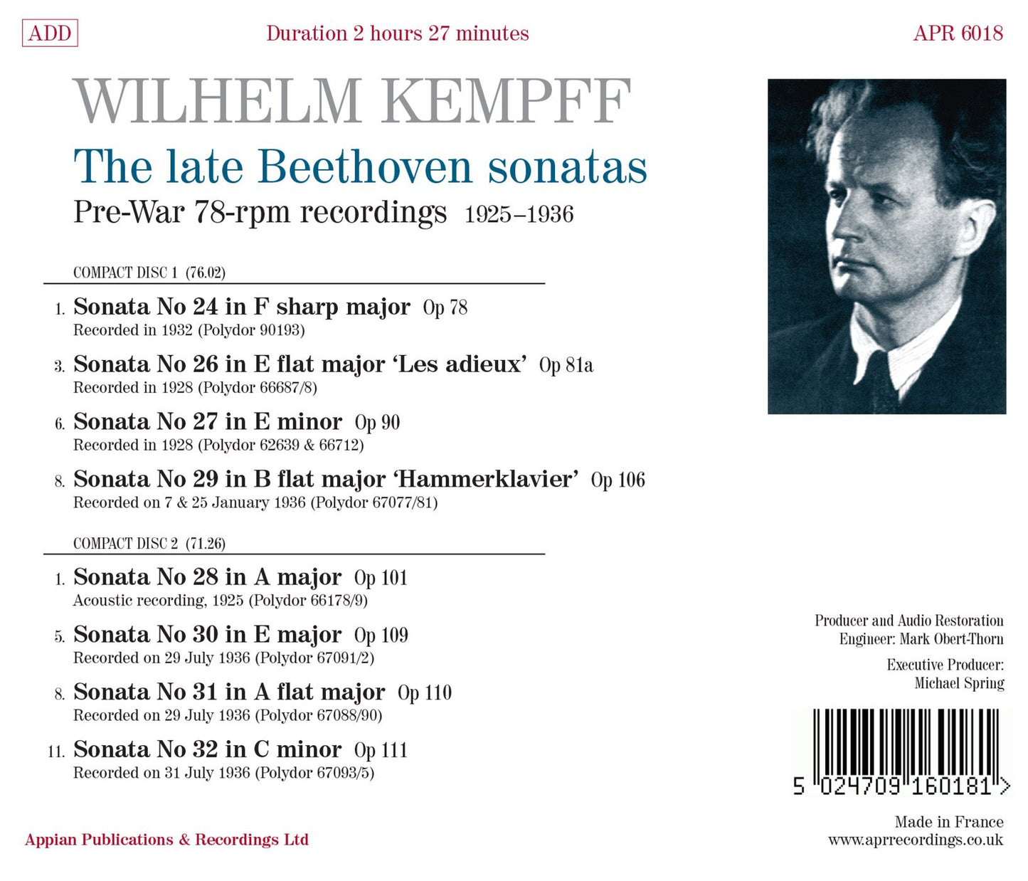 Beethoven: The Late Sonatas – Pre-war 78 RPM Recordings