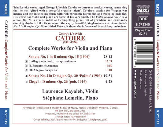 Catoire: Complete Works for Violin & Piano