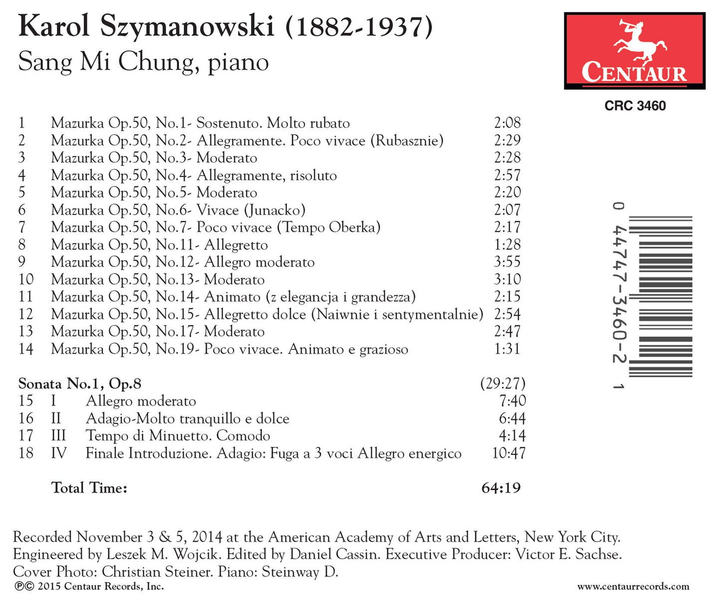 Szymanowski: 20 Mazurkas, Op. 50 & Piano Sonata No. 1 in C M