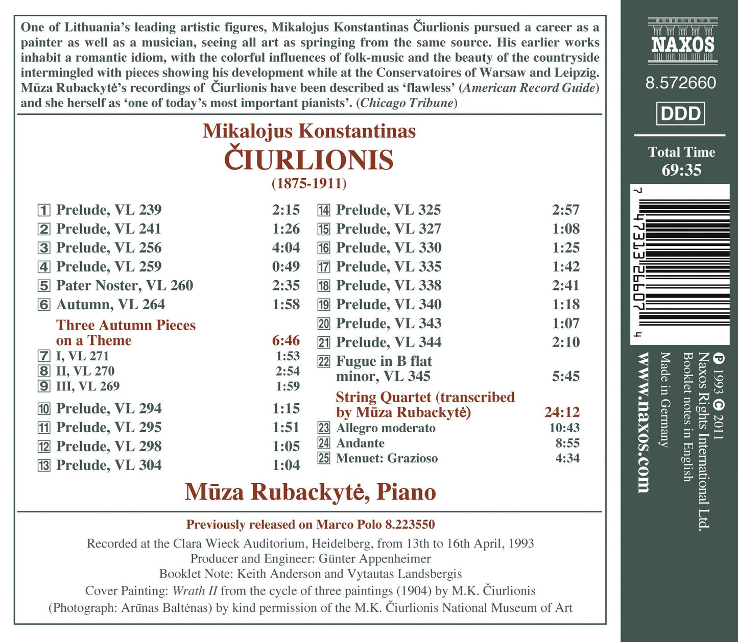 Ciurlionis: Piano Music, Vol. 2