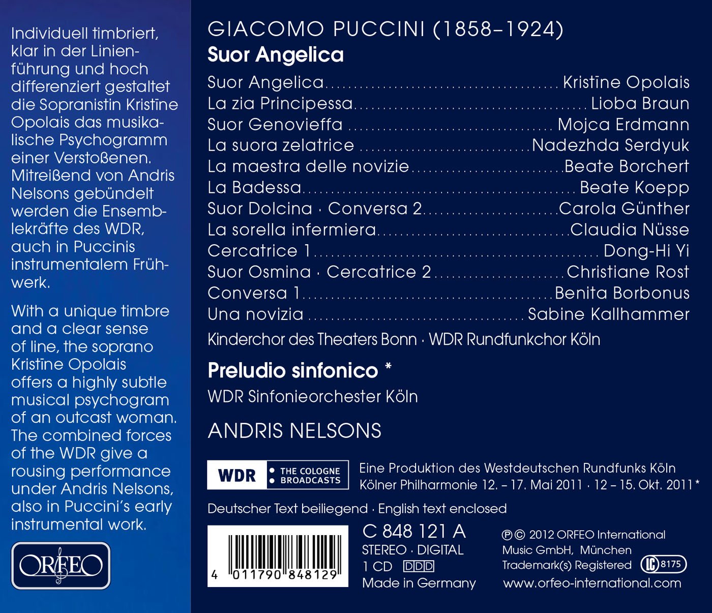 Puccini: Suor Angelica, SC 87