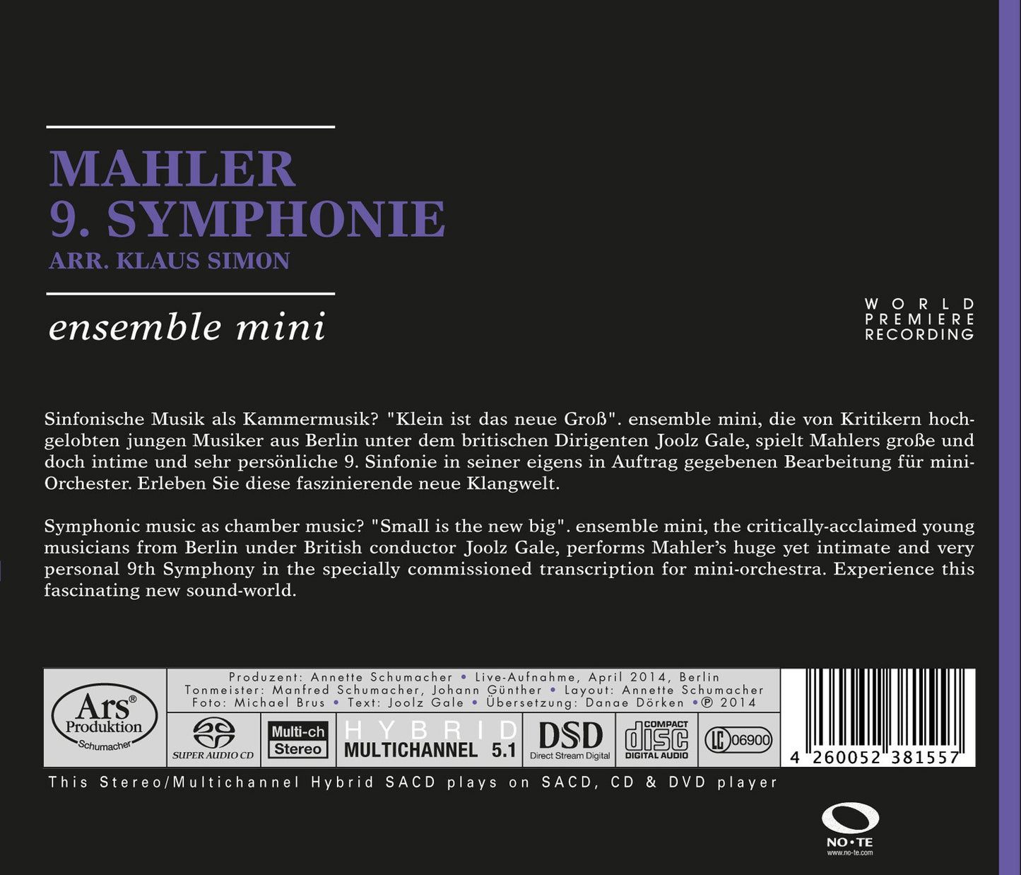 Mahler: Symphony No. 9 (Chamber Version)
