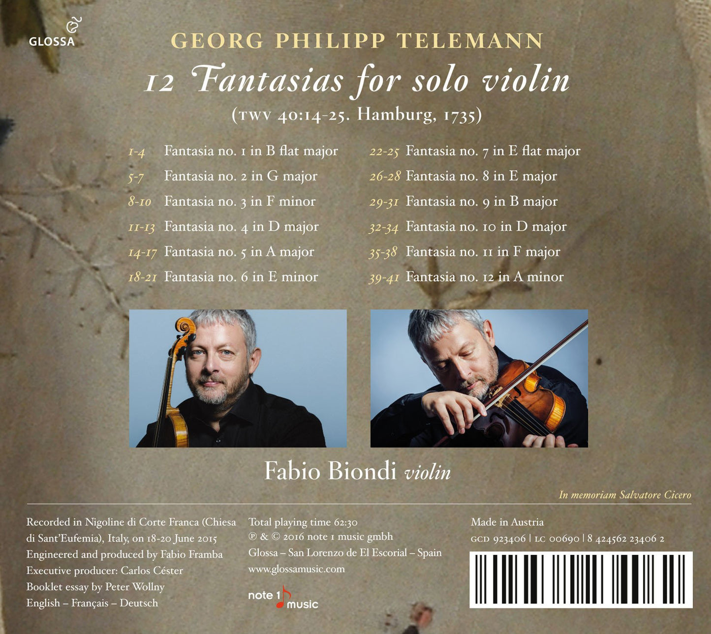 Telemann: 12 Fantasias for Solo Violin, TWV 40