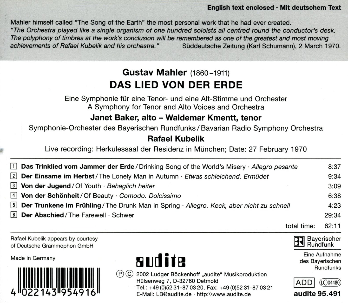 DAS LIED VON DER ERDE