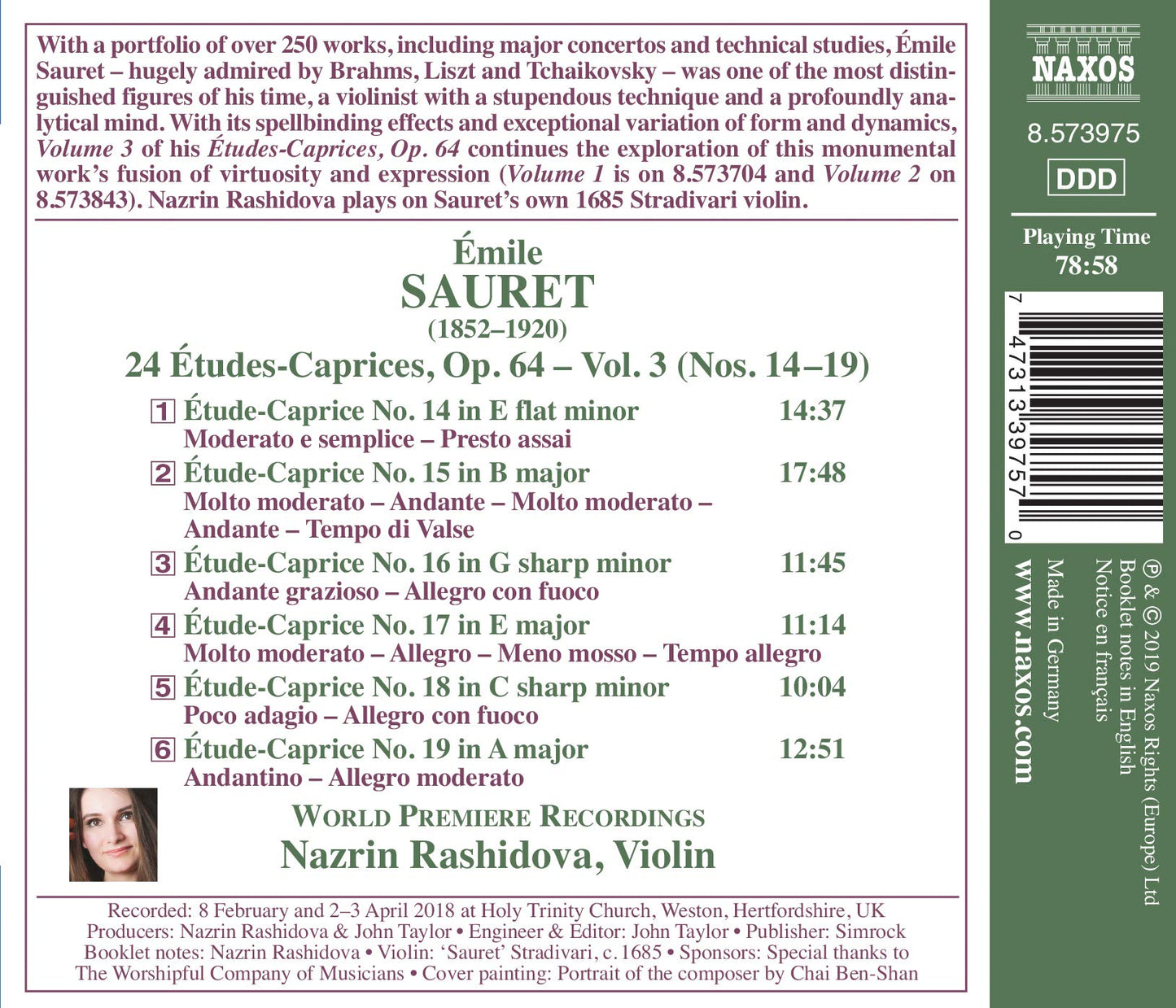 Sauret: 24 Études Caprices, Vol. 3