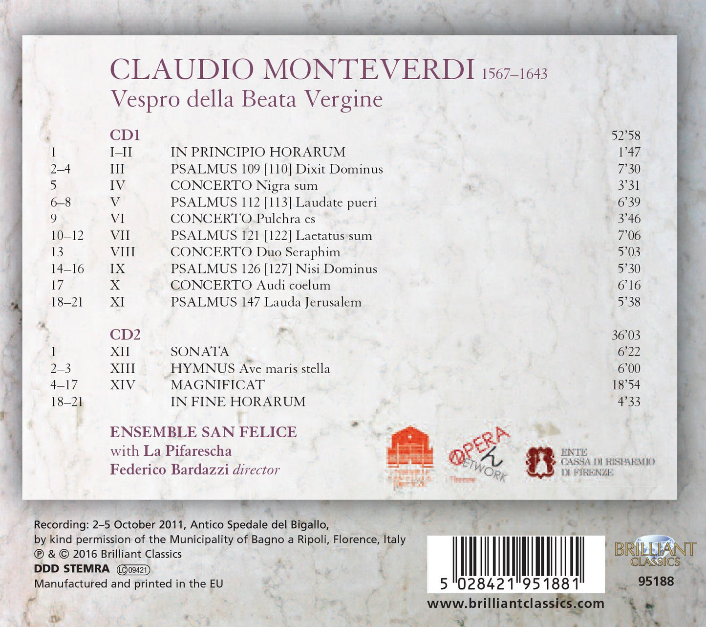 Monteverdi: Vespro della Beata Vergine