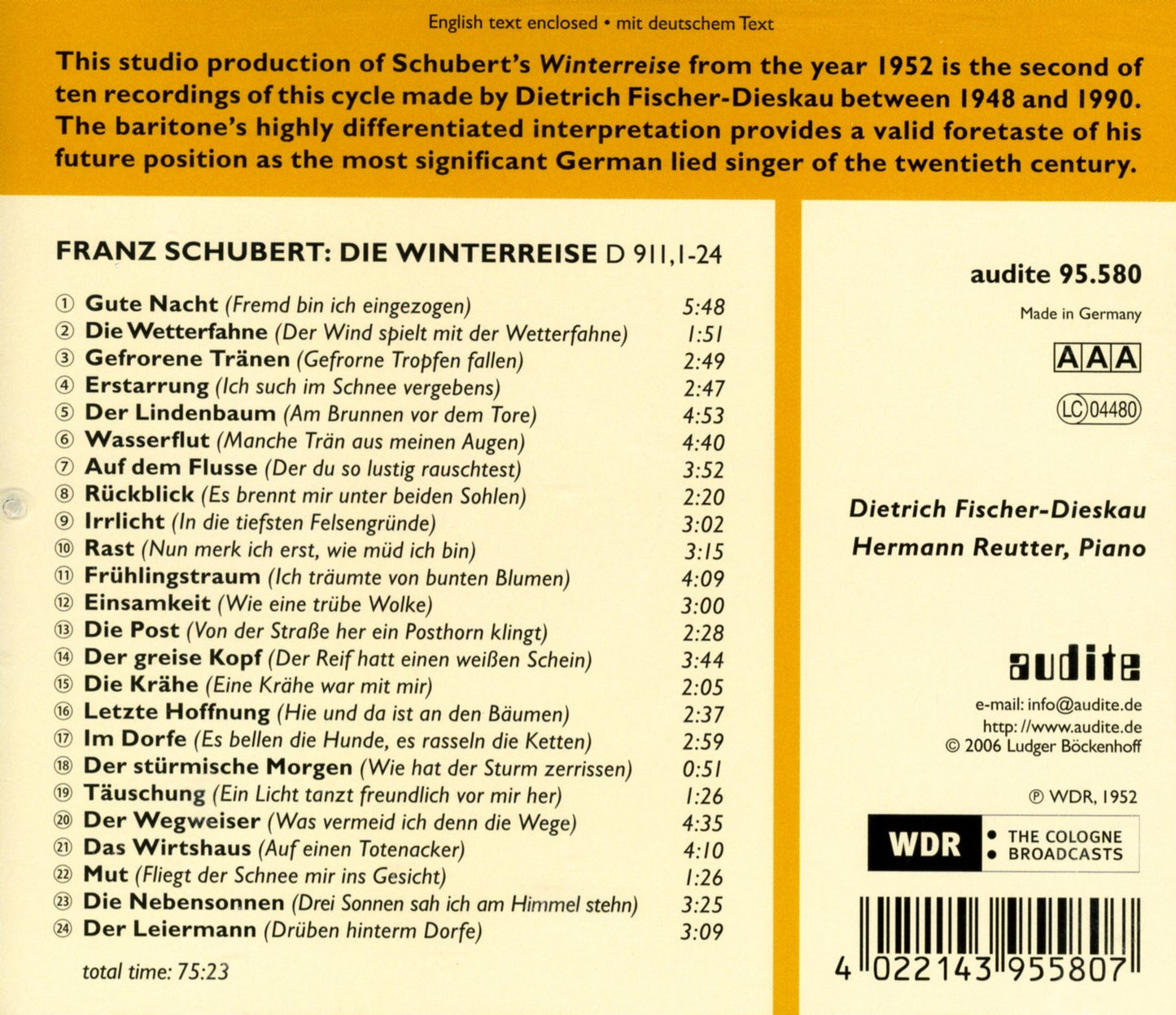 FISCHER-DIESKAU: DIE WINTERREI